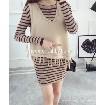 PK17ST371 waistcoat pattern tassel design cashmere sweater woman with fringe